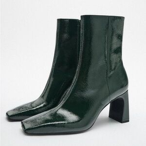 NWT Zara Green Patent Leather Boots